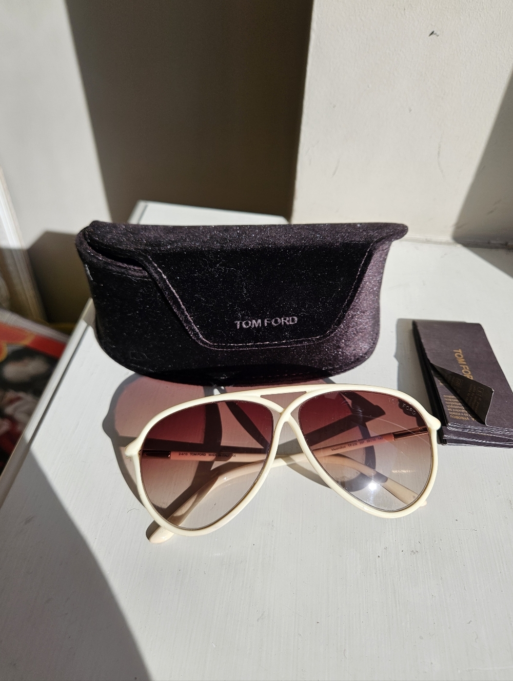 TOM FORD TF206 'Maximillion' Ivory Teardrop Oversized 59mm Sunglasses 141170